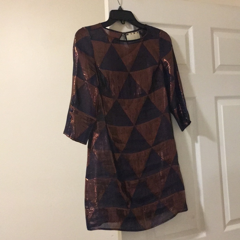Mike Gonzalez shimmer geometric mini dress